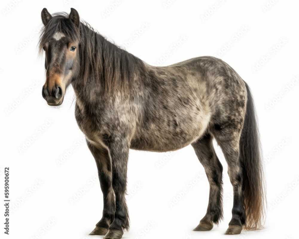 photo of Connemara, breed of pony, isolated on white background. Generative AI photo of Connemara, breed of pony, isolated on white background. Generative AI