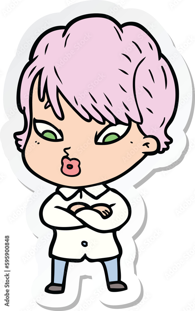 sticker of a cartoon woman