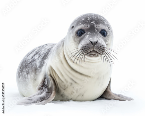 photo of crabeater seal isolated on white background. Generative AI