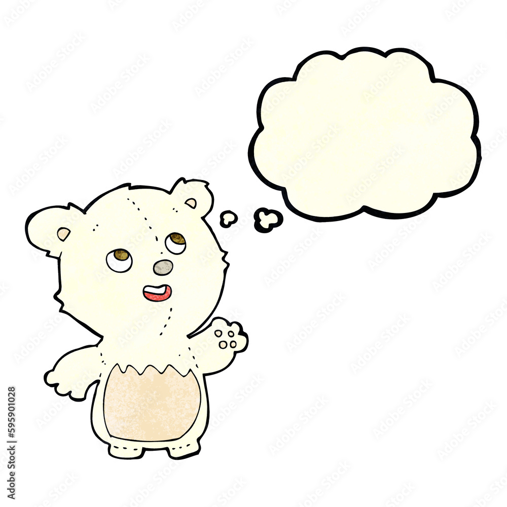cartoon happy little teddy polar bear with thought bubble cartoon happy little teddy polar bear with thought bubble