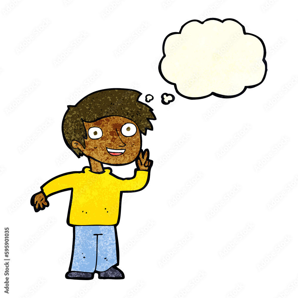 cartoon boy posing for photo with thought bubble cartoon boy posing for photo with thought bubble