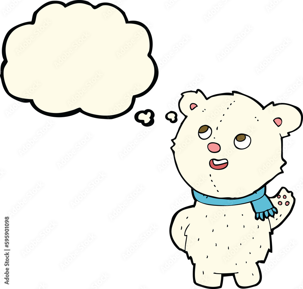 cartoon cute polar bear cub with thought bubble cartoon cute polar bear cub with thought bubble