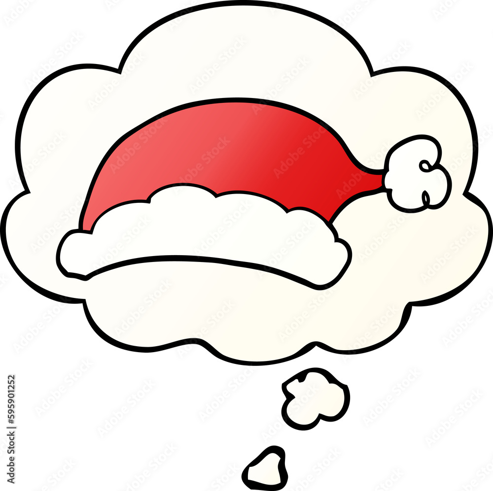 cartoon christmas hat with thought bubble in smooth gradient style cartoon christmas hat with thought bubble in smooth gradient style