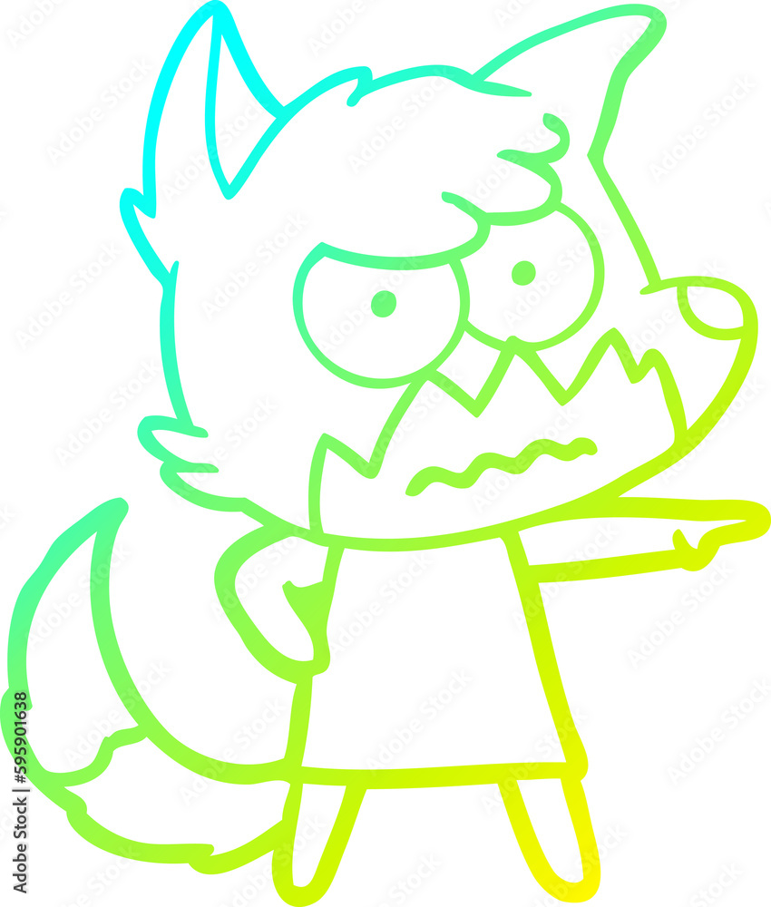 cold gradient line drawing of a cartoon annoyed fox cold gradient line drawing of a cartoon annoyed fox