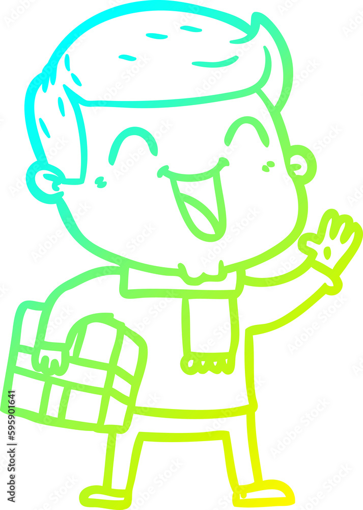 cold gradient line drawing of a cartoon happy man cold gradient line drawing of a cartoon happy man