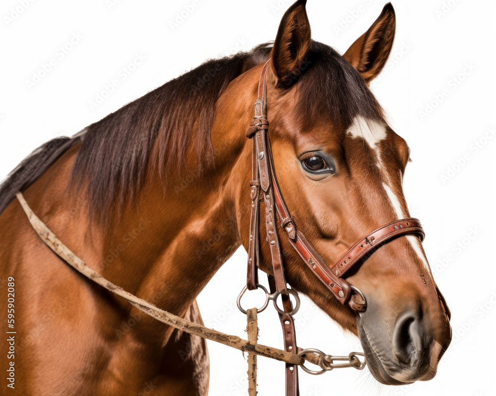 photo of cutting horse isolated on white background. Generative AI photo of cutting horse isolated on white background. Generative AI