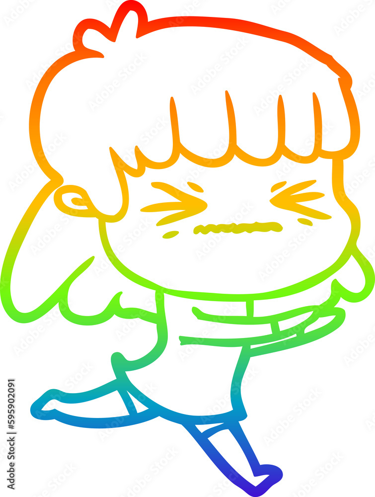 rainbow gradient line drawing of a cartoon woman rainbow gradient line drawing of a cartoon woman