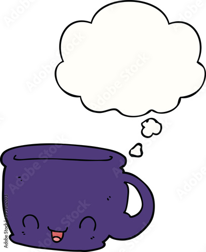 cartoon cup of coffee with thought bubble
