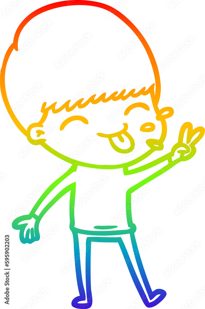 rainbow gradient line drawing of a cartoon boy rainbow gradient line drawing of a cartoon boy