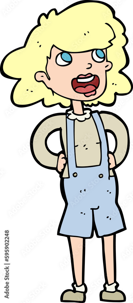 cartoon woman in dungarees cartoon woman in dungarees