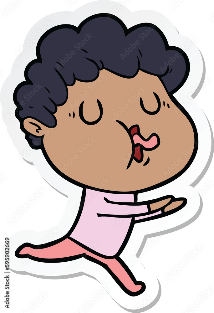 sticker of a cartoon man singing