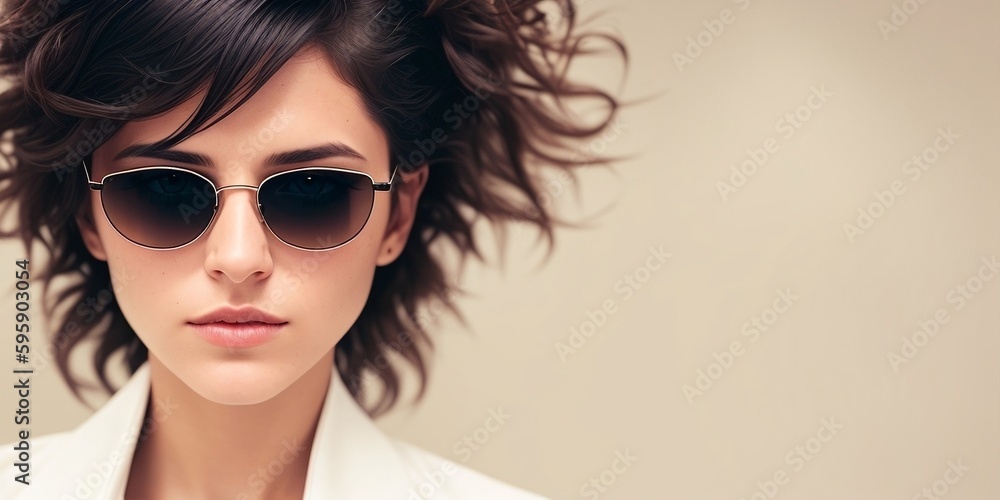Woman wearing sunglasses, generative ai Woman wearing sunglasses, generative ai