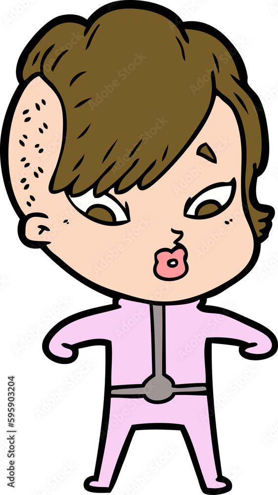 cartoon surprised girl in science fiction clothes cartoon surprised girl in science fiction clothes