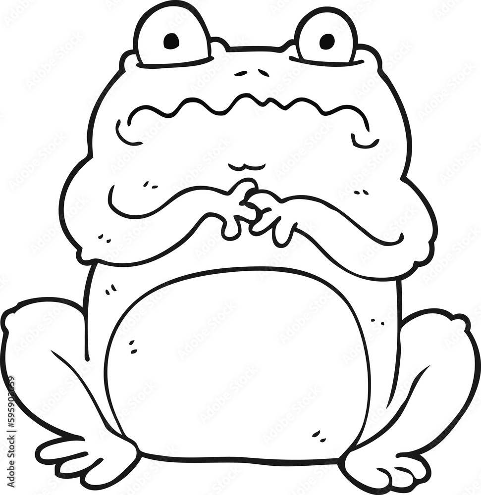freehand drawn black and white cartoon funny frog freehand drawn black and white cartoon funny frog