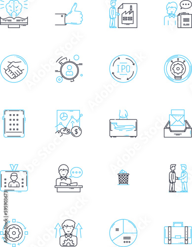 Sales Supervisors linear icons set. Motivators, Trainers, Coaches, Leaders, Mentors, Managers, Supervisors line vector and concept signs. Influencers,Advisors,Guides outline illustrations