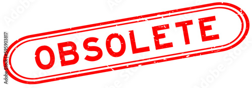 Grunge red obsolete word rubber seal stamp on white background