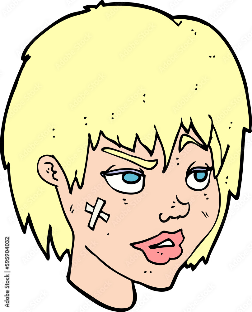 cartoon woman with plaster on face cartoon woman with plaster on face