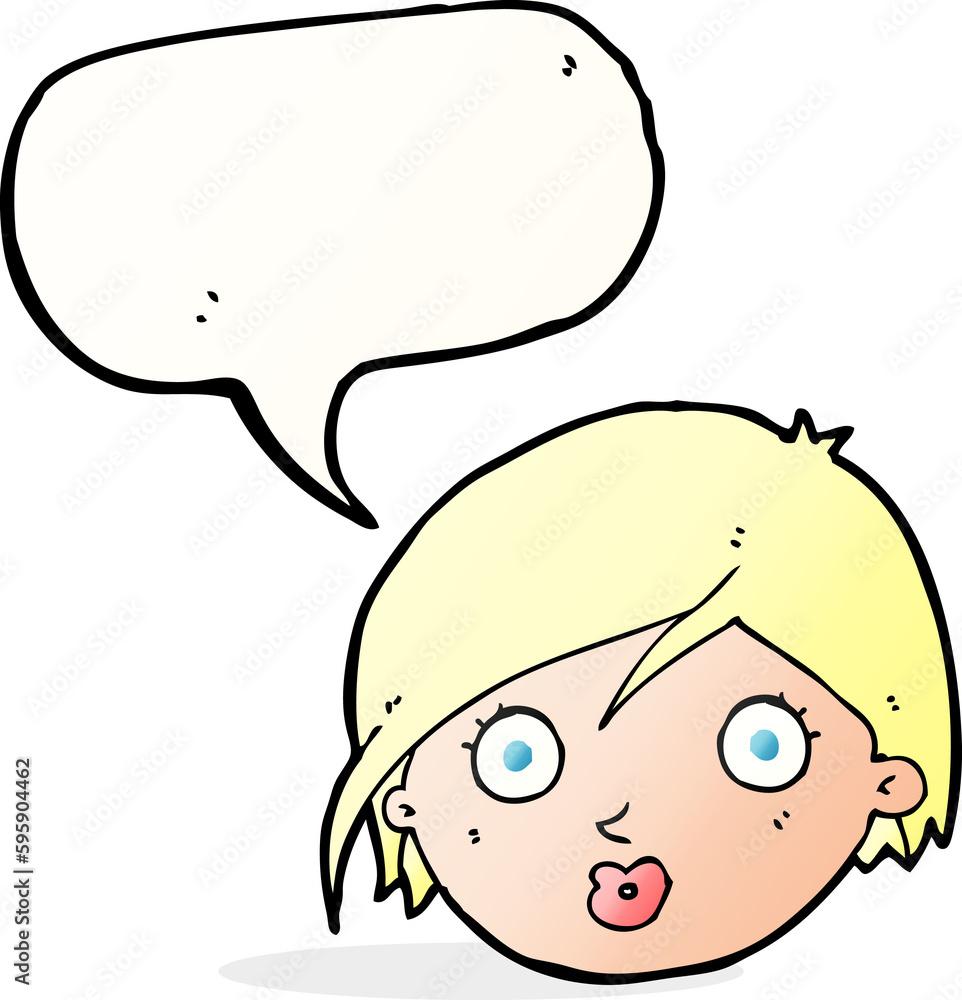 cartoon surprised female face with speech bubble cartoon surprised female face with speech bubble