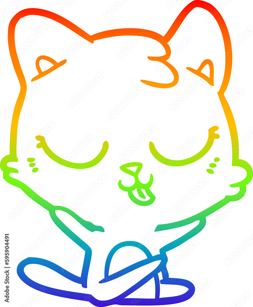 rainbow gradient line drawing of a cartoon cat rainbow gradient line drawing of a cartoon cat
