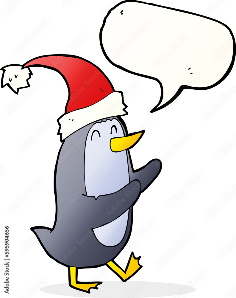 cartoon christmas penguin with speech bubble cartoon christmas penguin with speech bubble