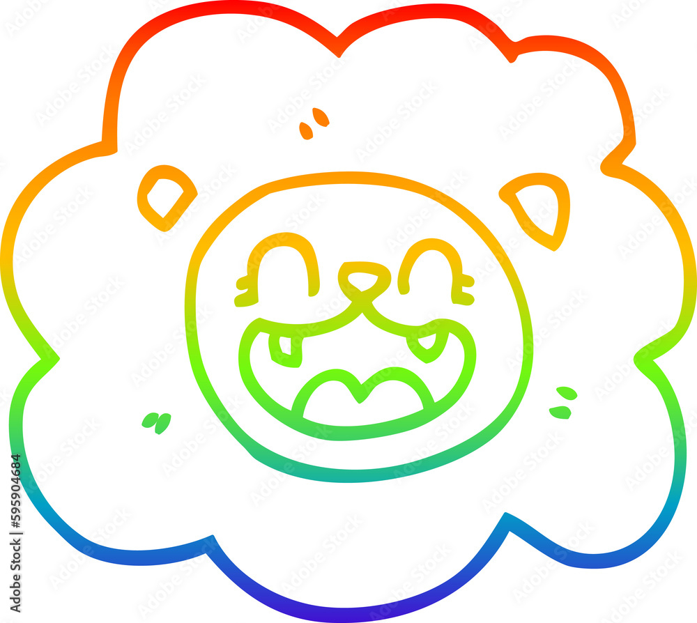 rainbow gradient line drawing of a cartoon happy lion rainbow gradient line drawing of a cartoon happy lion