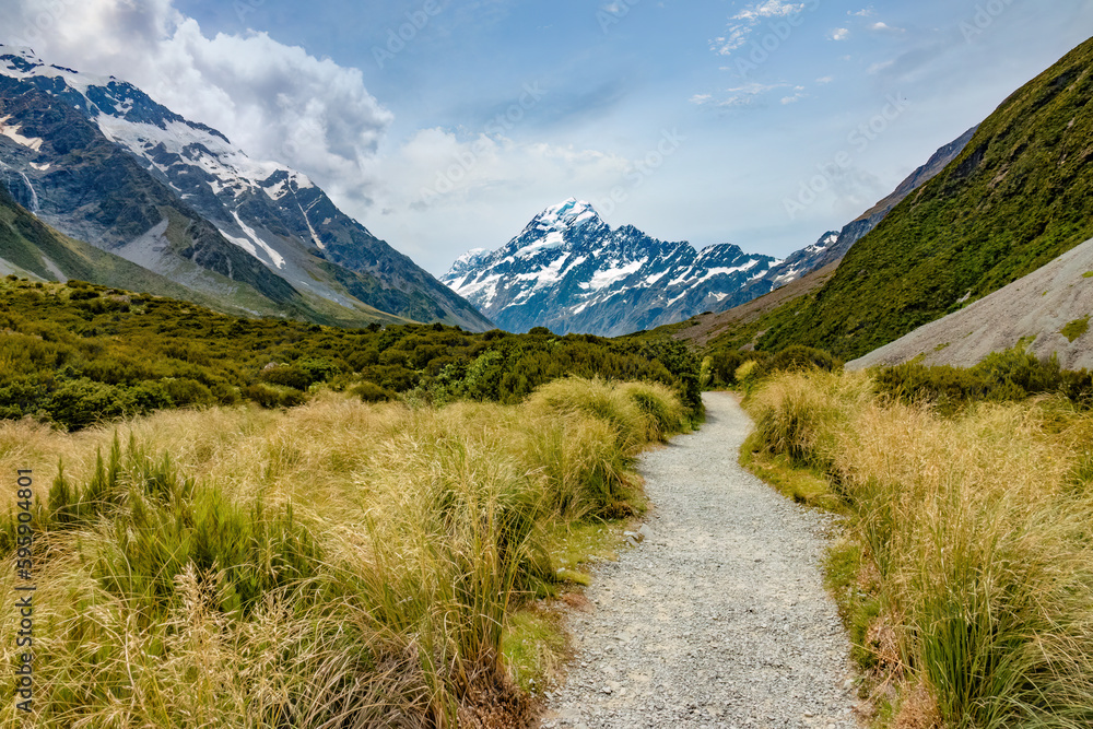 Aoraki, Mount Cook National Park in the South Island of New Zealand. Aoraki / Mount Cook, New Zealand's highest mountain, and the eponymous village lie within the park.