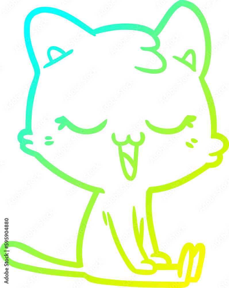 cold gradient line drawing of a cartoon cat cold gradient line drawing of a cartoon cat