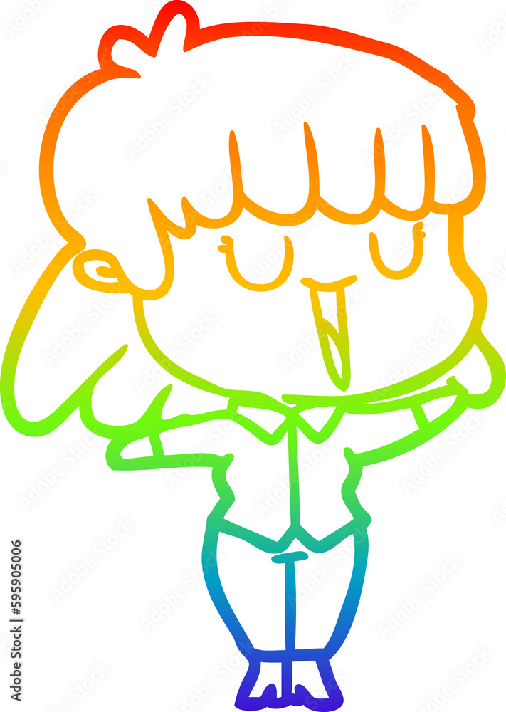 rainbow gradient line drawing of a cartoon woman rainbow gradient line drawing of a cartoon woman