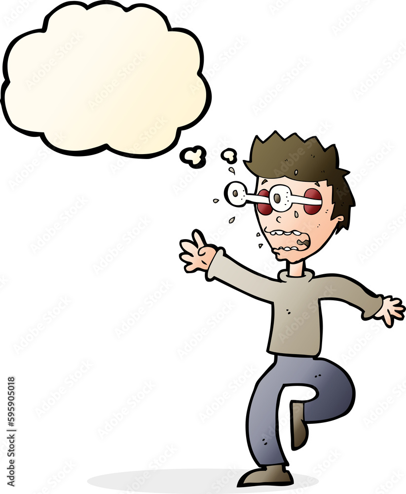 cartoon terrified man with eyes popping out with thought bubble cartoon terrified man with eyes popping out with thought bubble