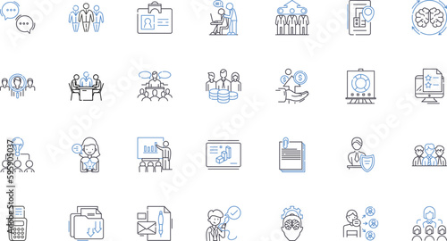 Branding and positioning line icons collection. Identity, Image, Reputation, Messaging, Differentiation, Communication, Perception vector and linear illustration. Association,Authenticity,Values