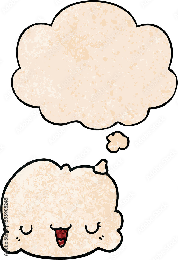 cute cartoon cloud with thought bubble in grunge texture style cute cartoon cloud with thought bubble in grunge texture style