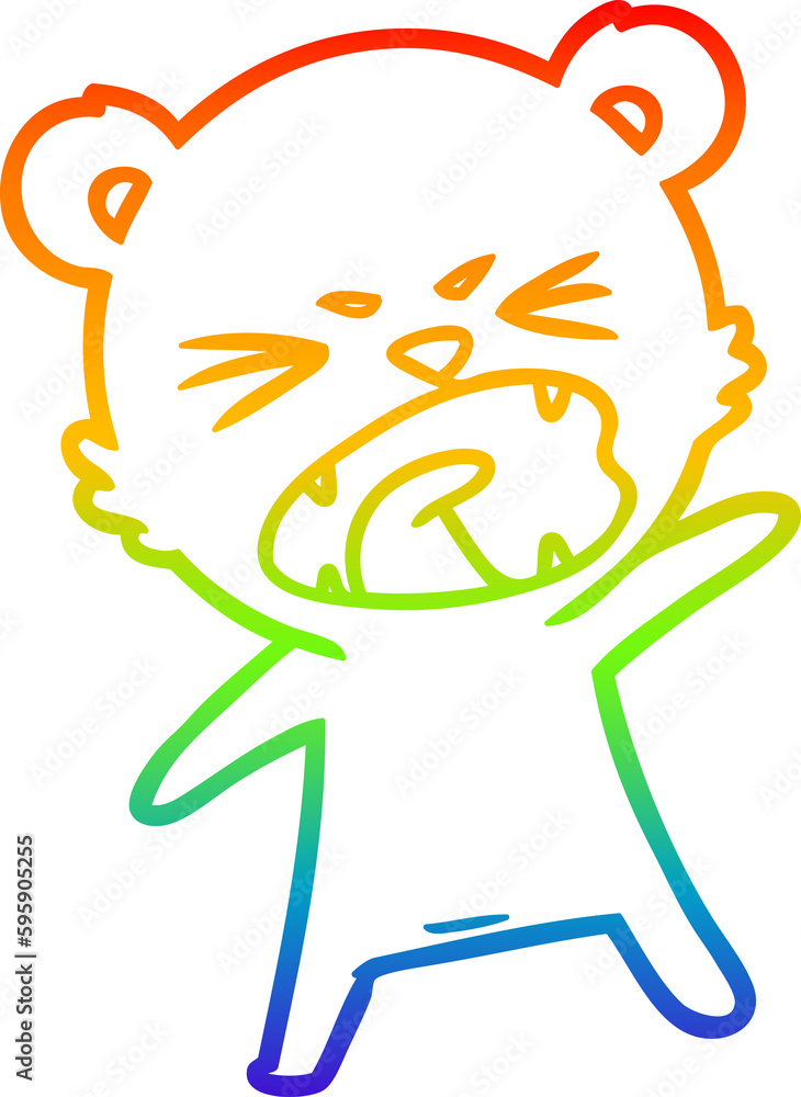 rainbow gradient line drawing of a angry cartoon polar bear rainbow gradient line drawing of a angry cartoon polar bear