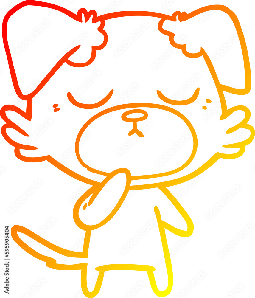 warm gradient line drawing of a cute cartoon dog warm gradient line drawing of a cute cartoon dog