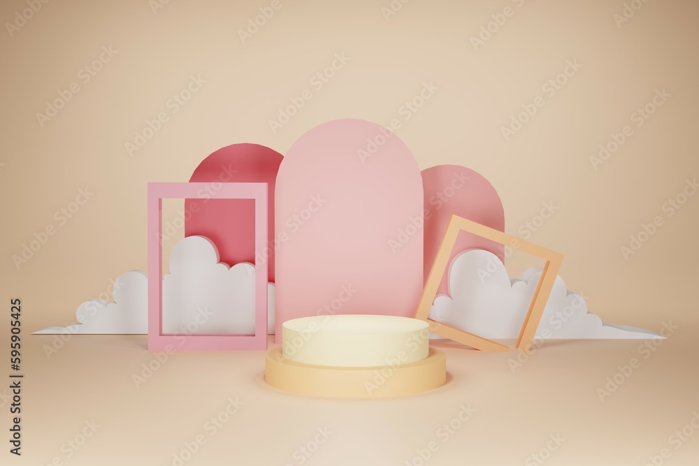 orange and pink podium 3D orange and pink podium 3D