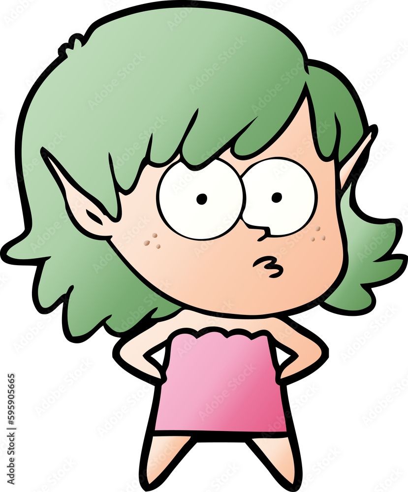 cartoon elf girl staring cartoon elf girl staring