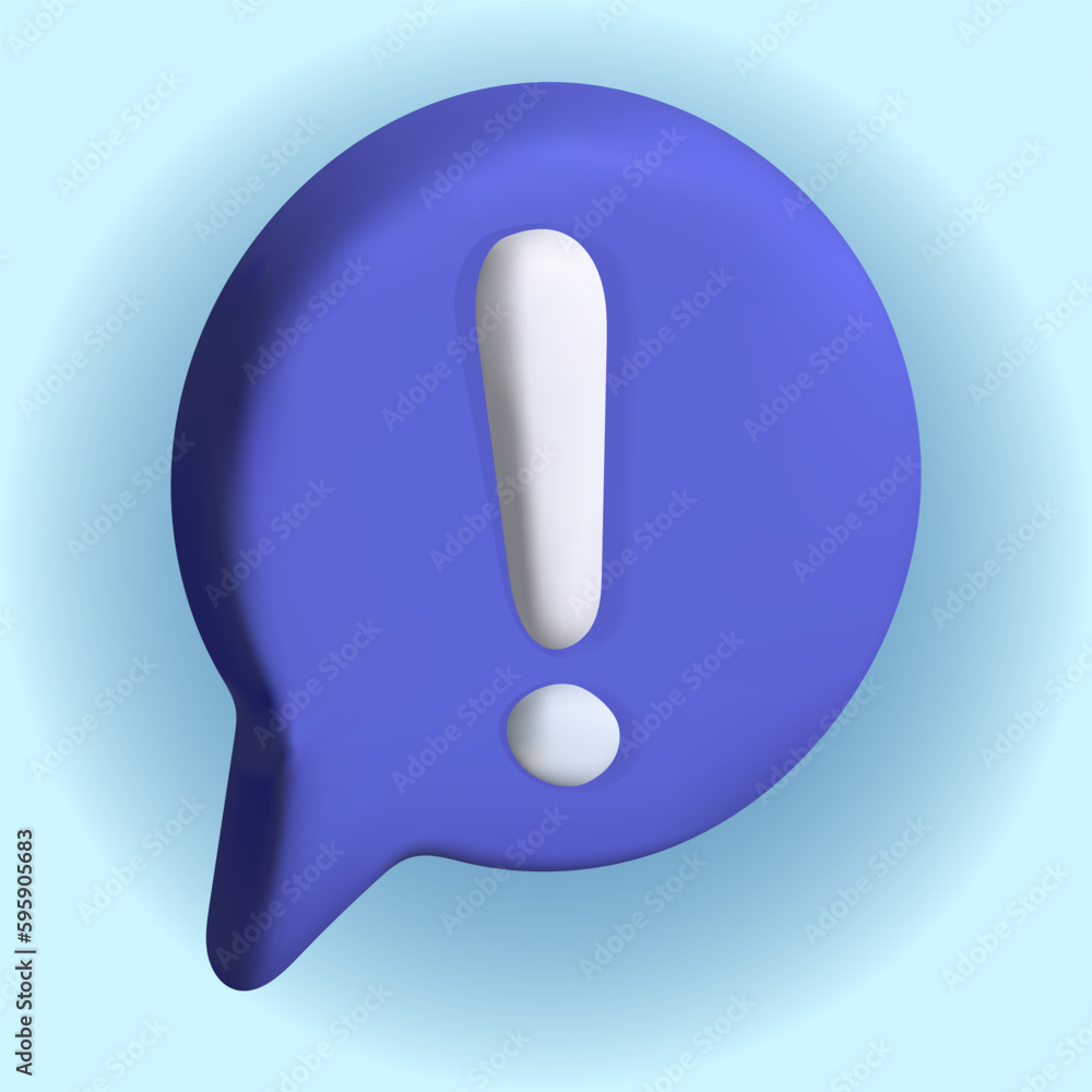 Warning Icon 3d. Exclamation Blue Mark. Alert Vector Illustration. Warning Icon 3d. Exclamation Blue Mark. Alert Vector Illustration.