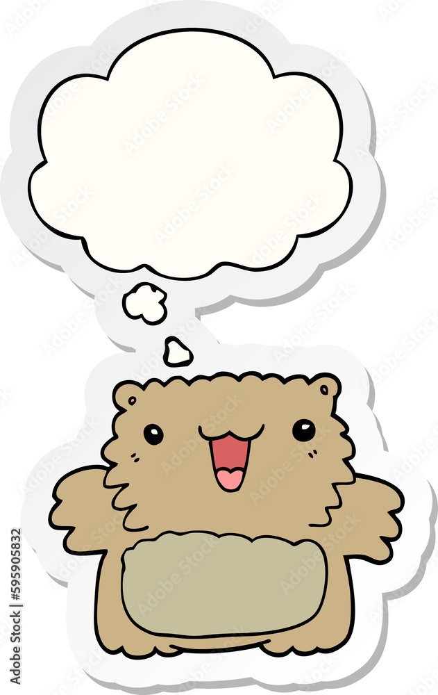 cartoon bear with thought bubble as a printed sticker cartoon bear with thought bubble as a printed sticker