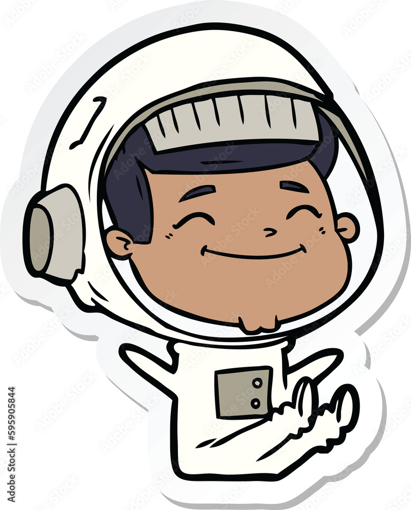 sticker of a happy cartoon astronaut sticker of a happy cartoon astronaut