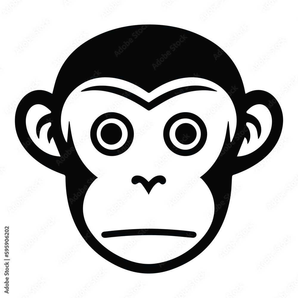 Fototapeta premium Monkey Face Flat Icon Isolated On White Background