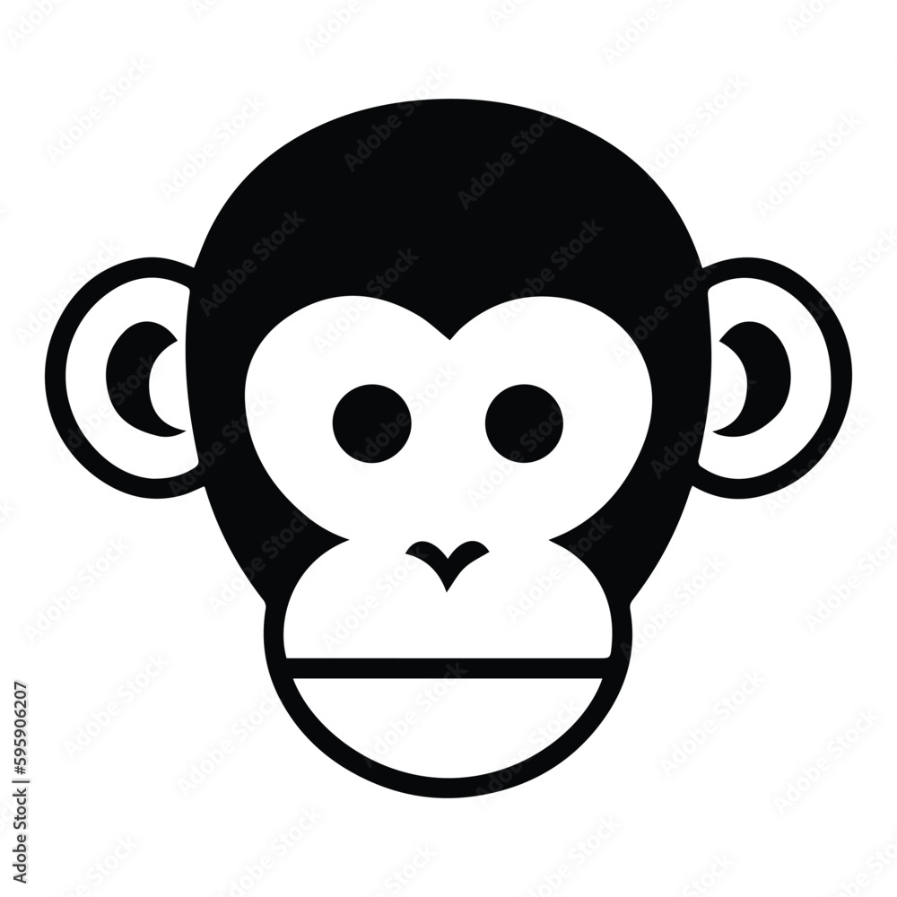 Monkey Face Flat Icon Isolated On White Background Monkey Face Flat Icon Isolated On White Background
