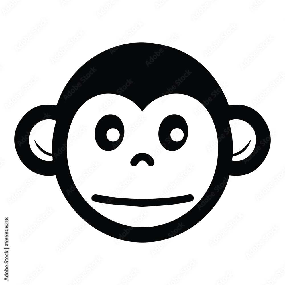 Monkey Face Flat Icon Isolated On White Background Monkey Face Flat Icon Isolated On White Background