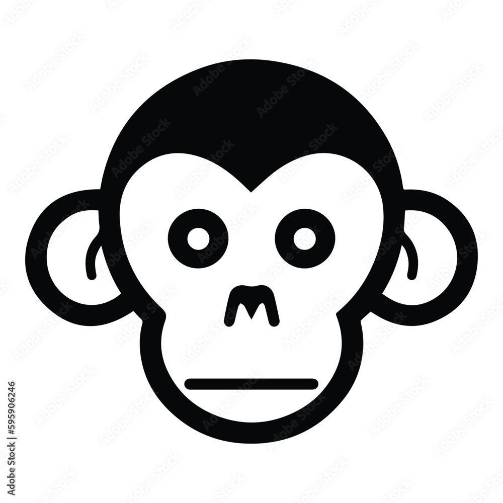 Monkey Face Flat Icon Isolated On White Background Monkey Face Flat Icon Isolated On White Background