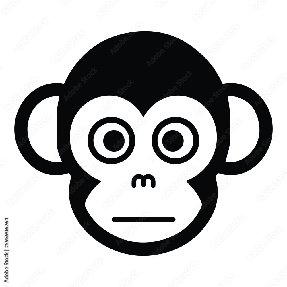 Monkey Face Flat Icon Isolated On White Background Monkey Face Flat Icon Isolated On White Background