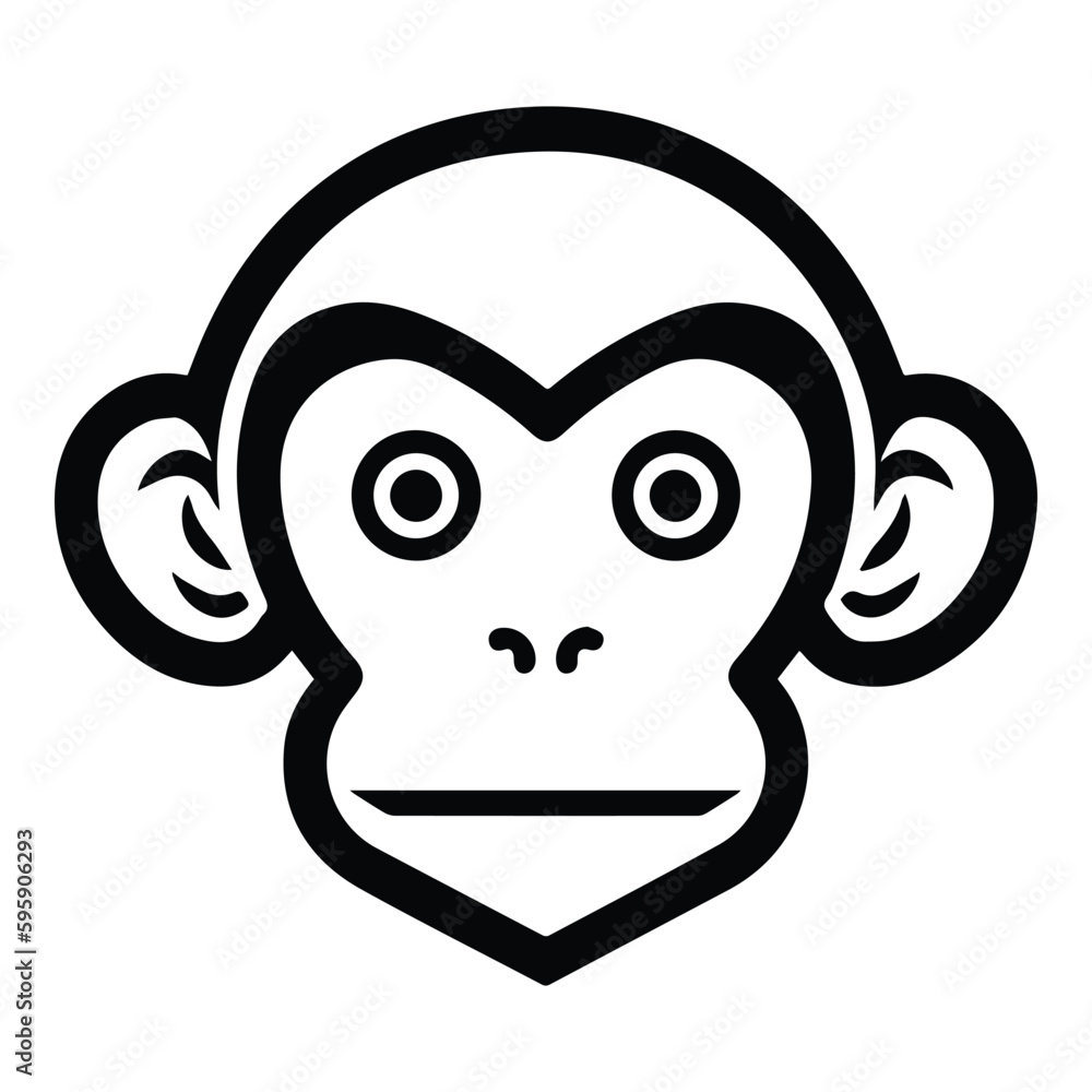 Fototapeta premium Monkey Face Flat Icon Isolated On White Background
