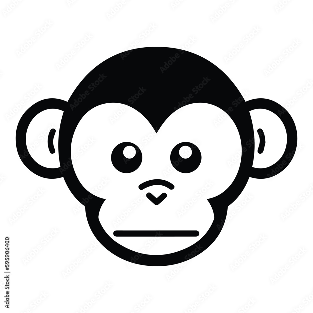 Monkey Face Flat Icon Isolated On White Background Monkey Face Flat Icon Isolated On White Background