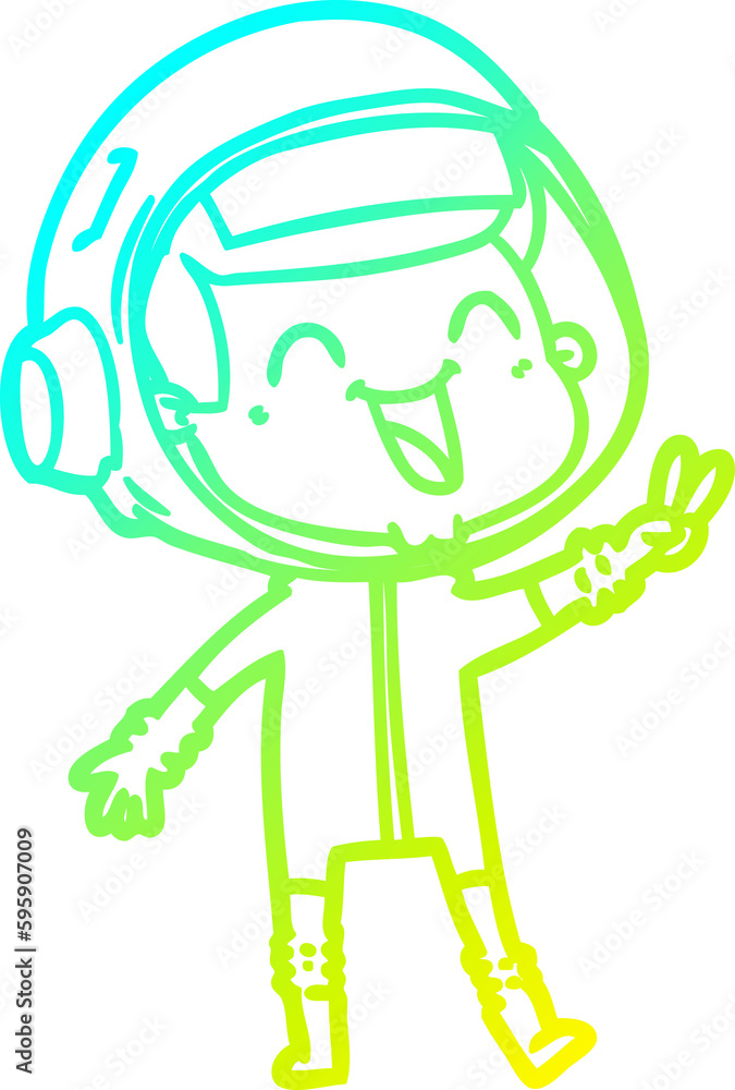 cold gradient line drawing of a happy cartoon astronaut cold gradient line drawing of a happy cartoon astronaut