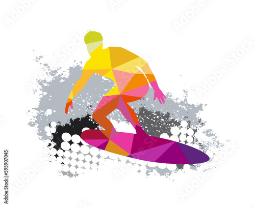 Surfing sport graphic for use as a template for flyer or for use in web design.