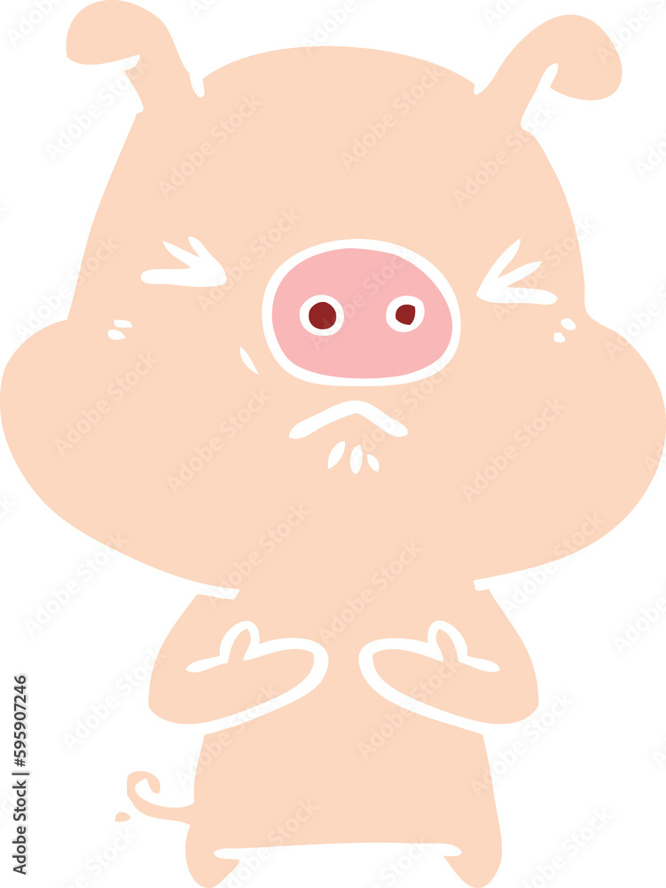 flat color style cartoon angry pig flat color style cartoon angry pig