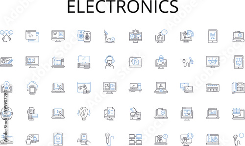 Electronics line icons collection. Innovation, Investment, Collaboration, Growth, Risk, Opportunity, Resourcefulness vector and linear illustration. Nerking,Leadership,Creativity outline signs set