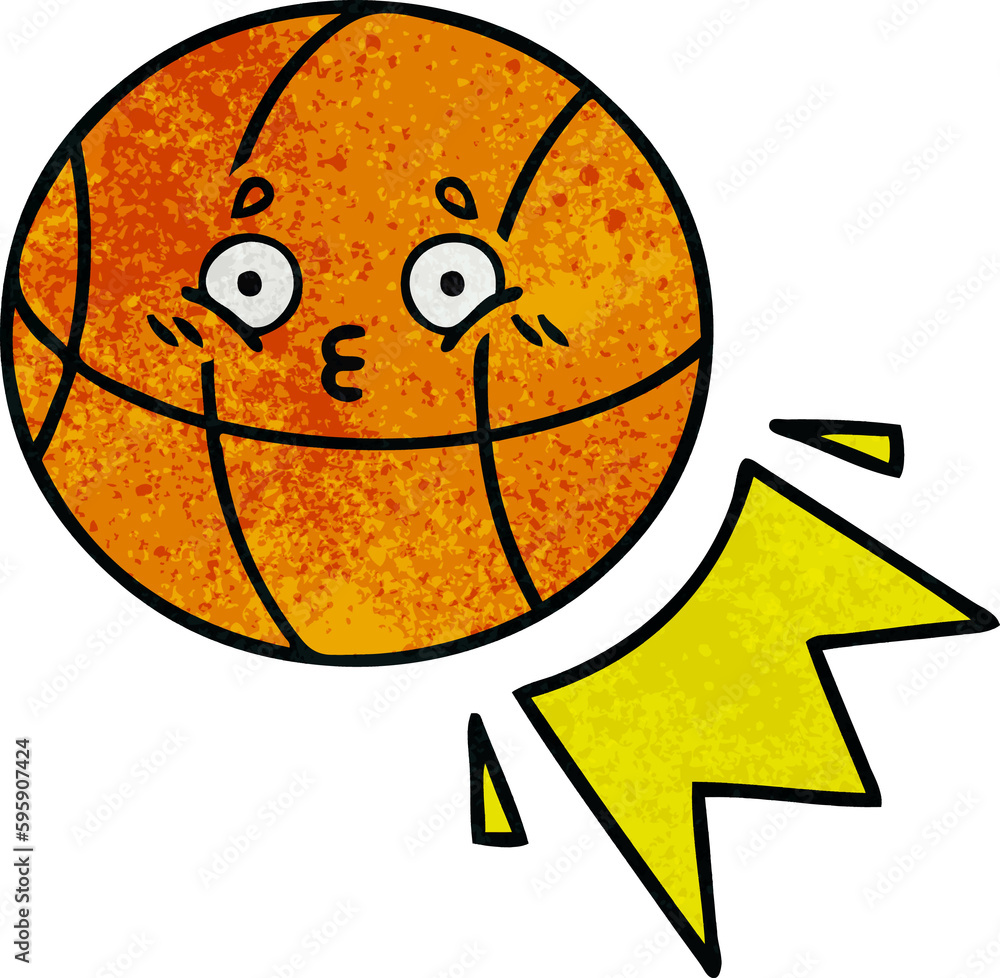 retro grunge texture cartoon of a basketball retro grunge texture cartoon of a basketball
